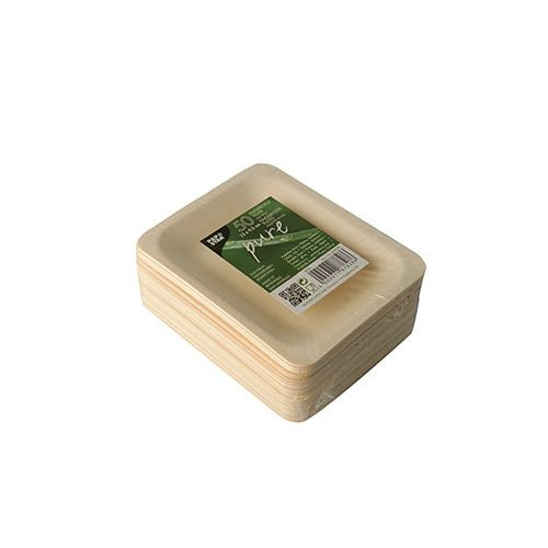 Papstar Teller, Holz (Birke), rechteckig – 12 × 9,5 cm – 50 Stk.
