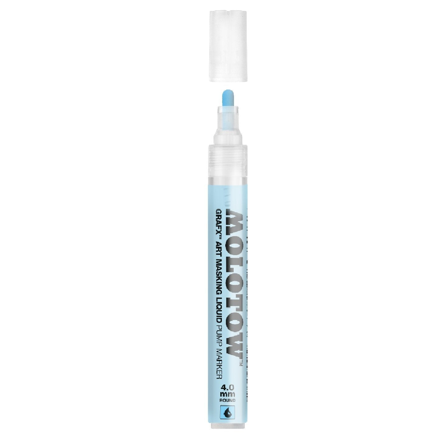 Molotow Maskiermarker – Rundspitze 4 mm, blau, weiss, nachfüllbar – für viele Oberflächen