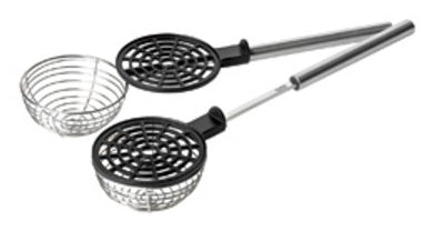 Stöckli Fondueabschäumer 25,5 cm, Ø 6 cm, Edelstahl, Schwarz/Silber, 2 Stk., mit Deckel