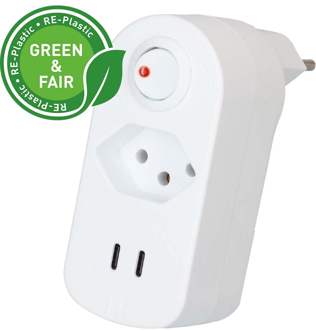 Max Hauri AG Max Hauri ADAPT Steckdosenleiste 1×T13 – USB‑C×2, PD 20 W – max. 2300 W – weiss