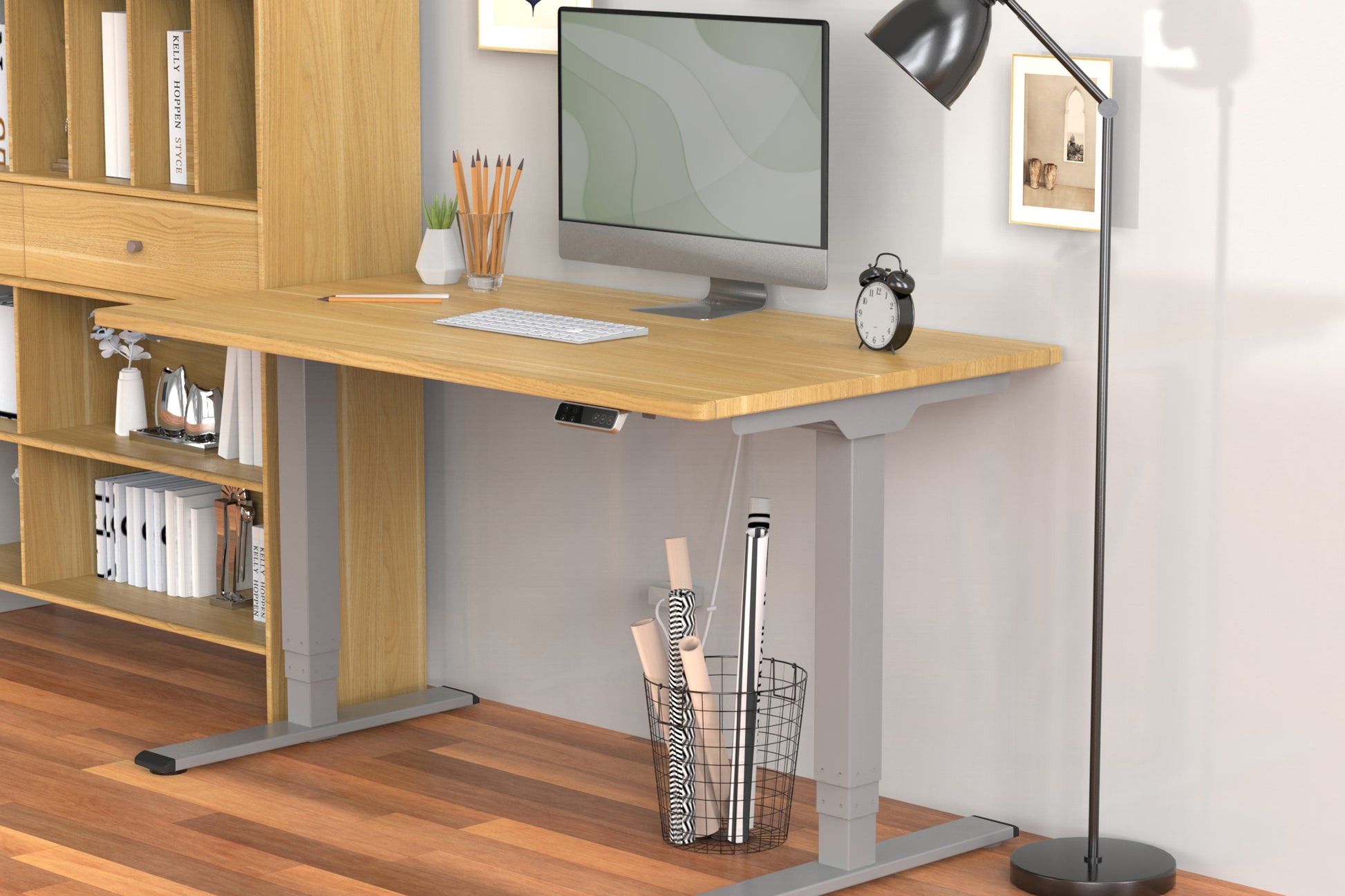 Digitus Stehtisch – 110–170 × 68 × 62–127 cm – grau – höhenverstellbar