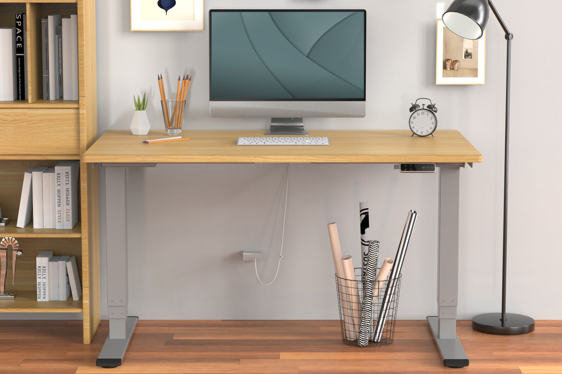 Digitus Stehtisch – 110–170 × 68 × 62–127 cm – grau – höhenverstellbar