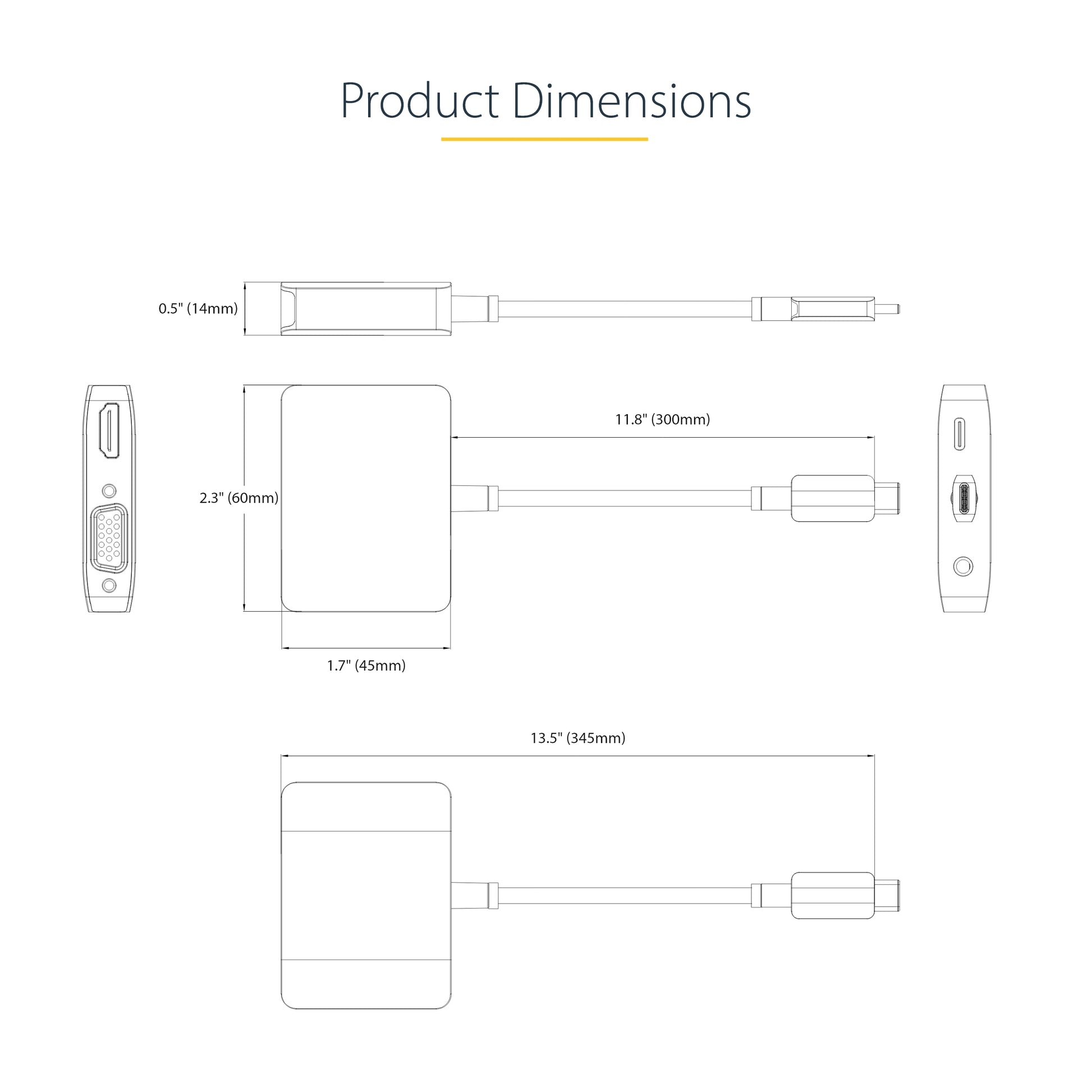 StarTech.com USB-C auf HDMI/VGA Adapter HDMI 2.0 4K 60 Hz – HDR – Grau – für USB-C/Thunderbolt 3/4