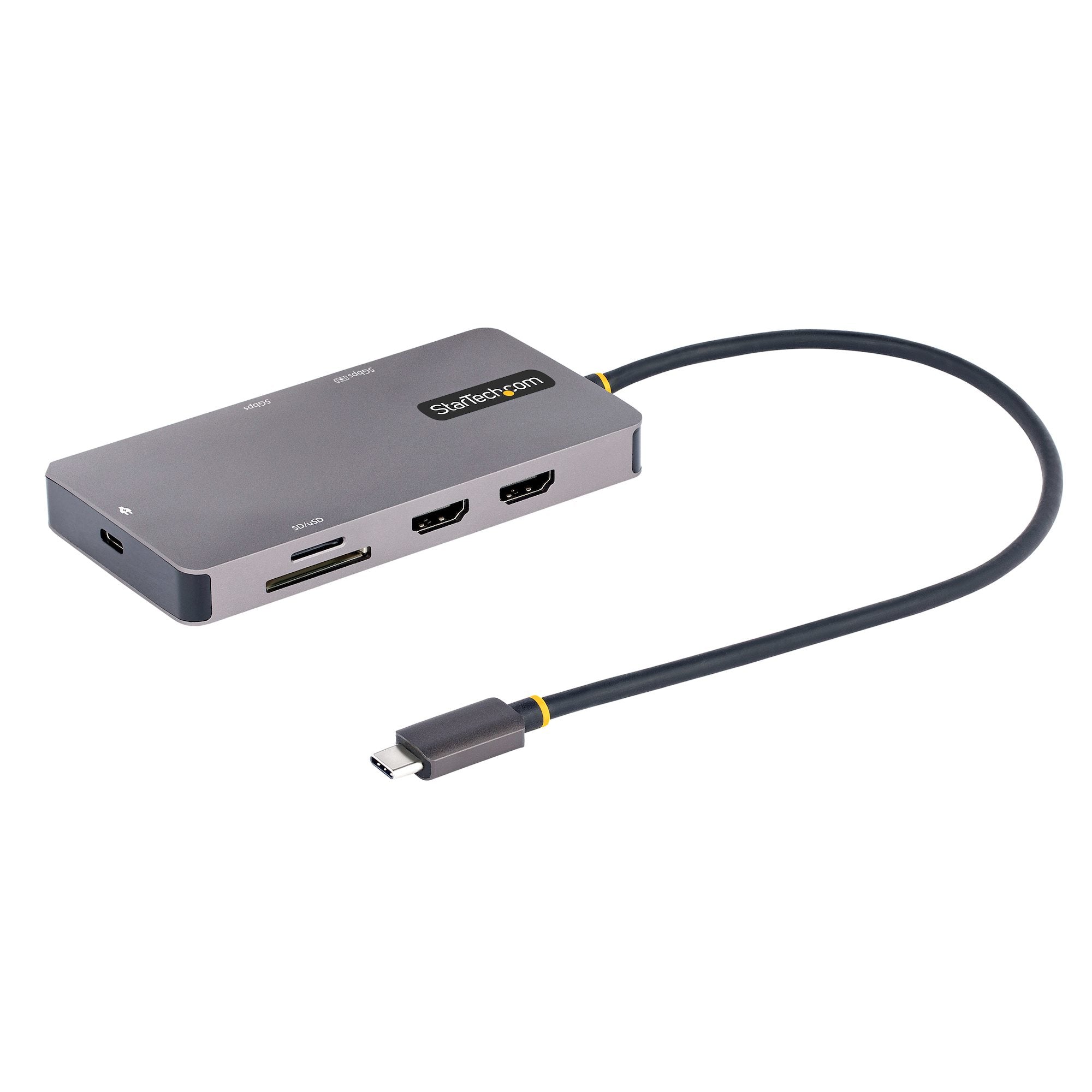 StarTech.com Multiport-Adapter – USB-C, 2× HDMI, 2× USB-A, 1× USB-C, 100 W PD, GbE, SD/microSD