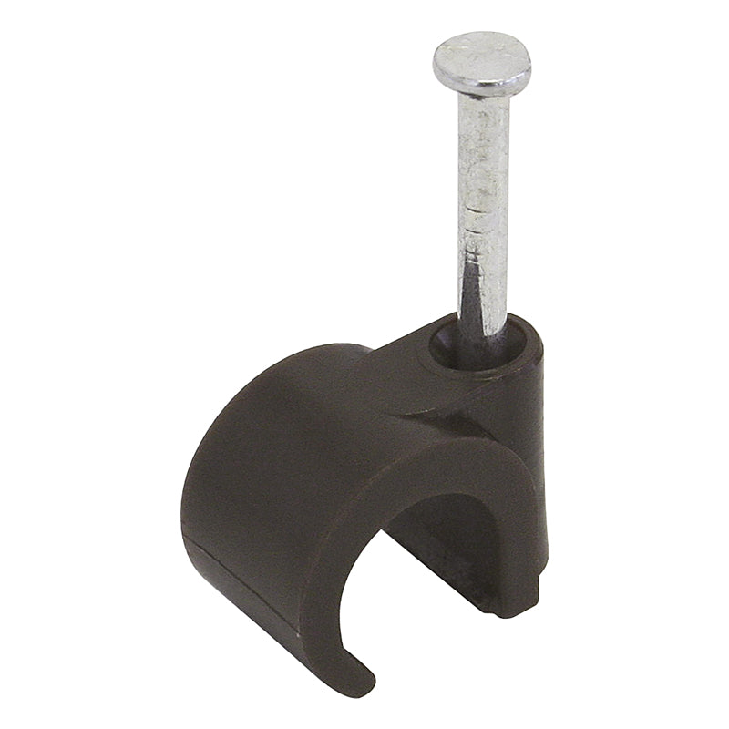 Steffen Kabelhalter mit Nagel, Ø 10 mm, 25er-Pack – für Kabel 8–10 mm – Braun