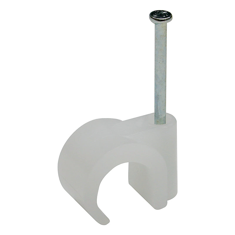 Steffen Kabelbinder, Ø 11–15 mm, 25er-Pack, mit Nagel, Kunststoff – weiss
