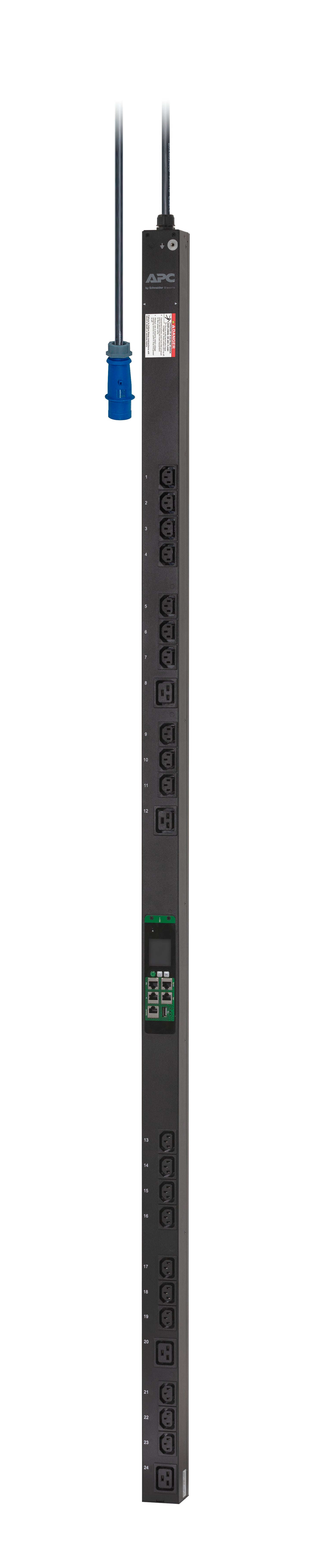 APC EasyPDU Rack-PDU (20×C13 + 4×C19), Metered-by-outlet, Einphasig 3,68 kW, 3 m, 0U – schwarz