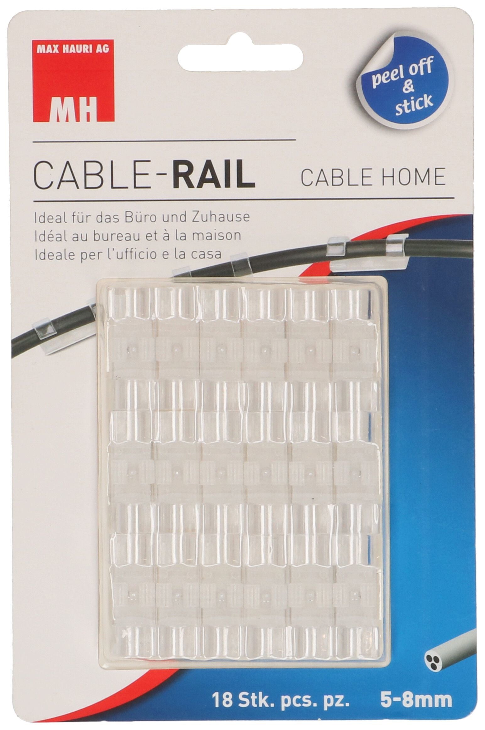 Max Hauri AG Max Hauri – Kabelclips 8 mm, transparent, 18 Stück