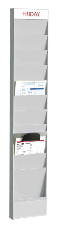 PaperFlow Wand-Büroplaner – A4 – 10 Fächer – 24,1 × 126,3 × 4,6 cm