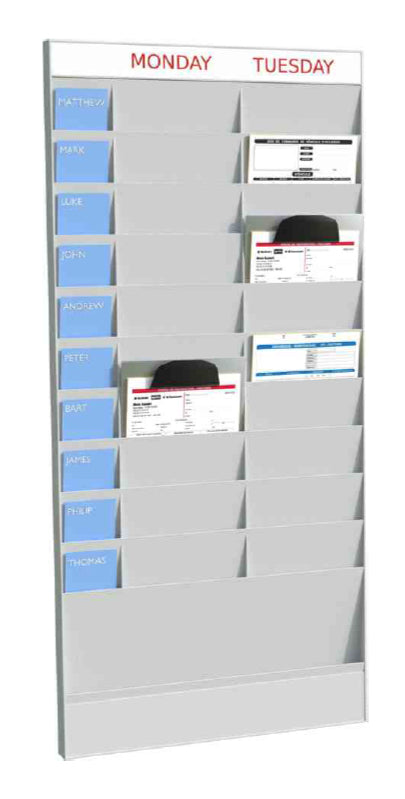 Paperflow Wand-Büroplaner Grundelement 20 Fächer grau – Informationsstand, A4, 126,3 cm