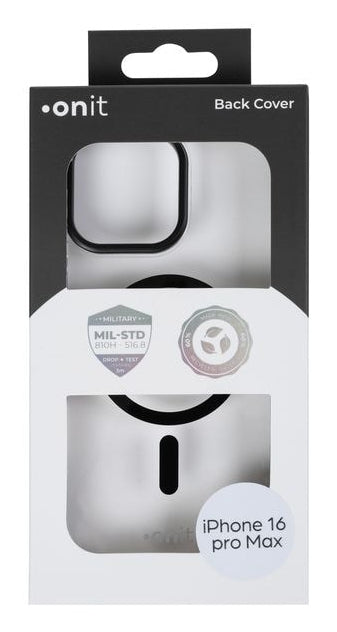 ONIT Backcover – für Apple iPhone 16 Pro Max, MagSafe, PC+TPE+TPU, schwarz/transparent, bis 3 m sturzsicher