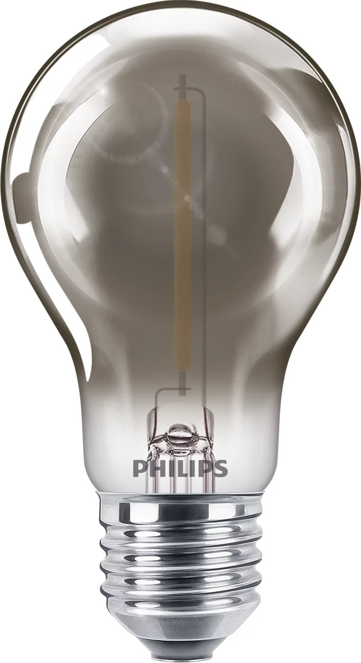 Philips by Signify Philips Leuchtmittel E27 A-Form – Warmweiss 1800 K, 136 lm, 2,3 W – IP20 – 1 Stk. – Rauchglas – LEDclassic