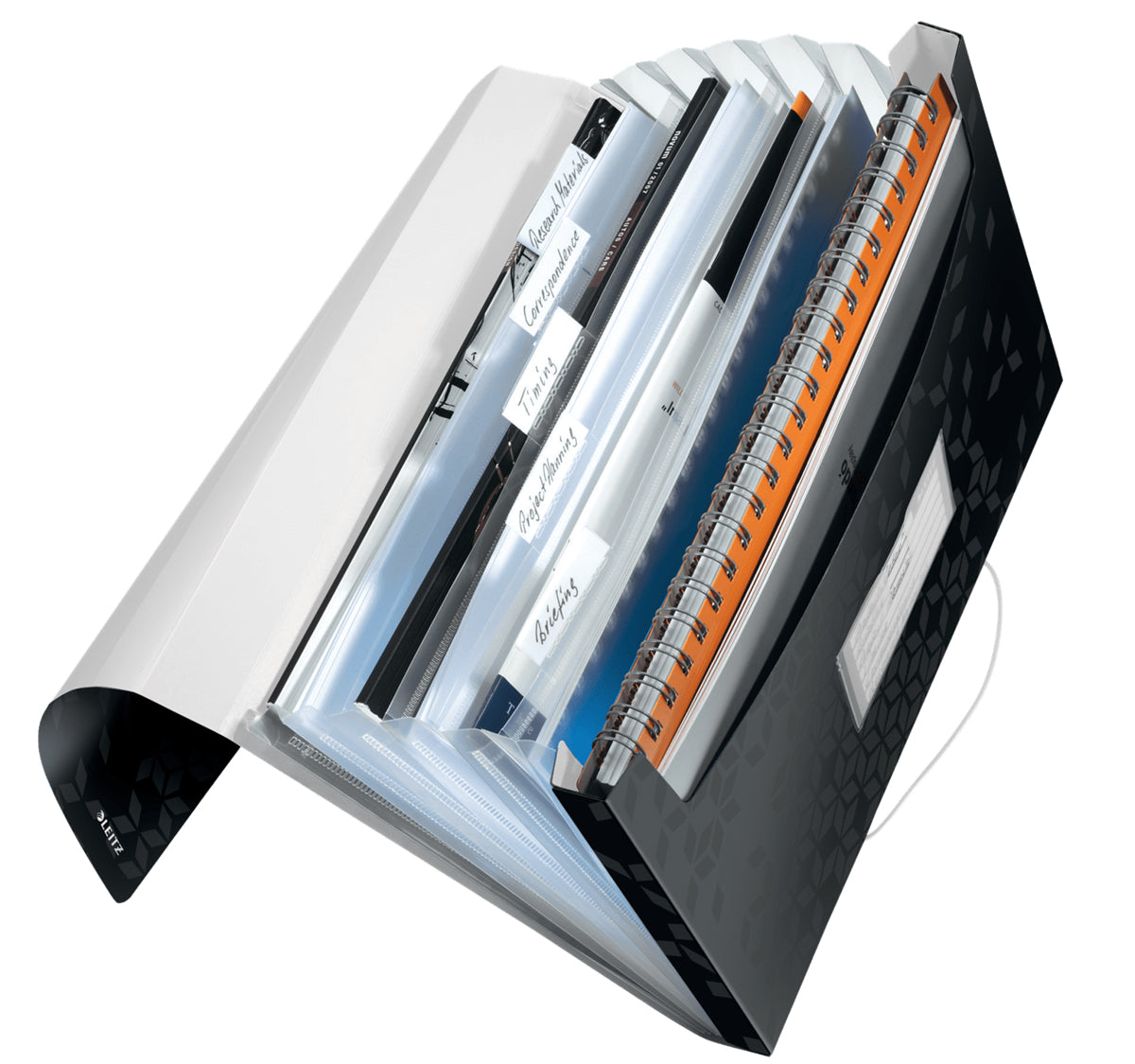 Leitz Fächermappe A4 – 11 Fächer, Gummiband, Polypropylen (PP), Schwarz, bis 250 Blatt