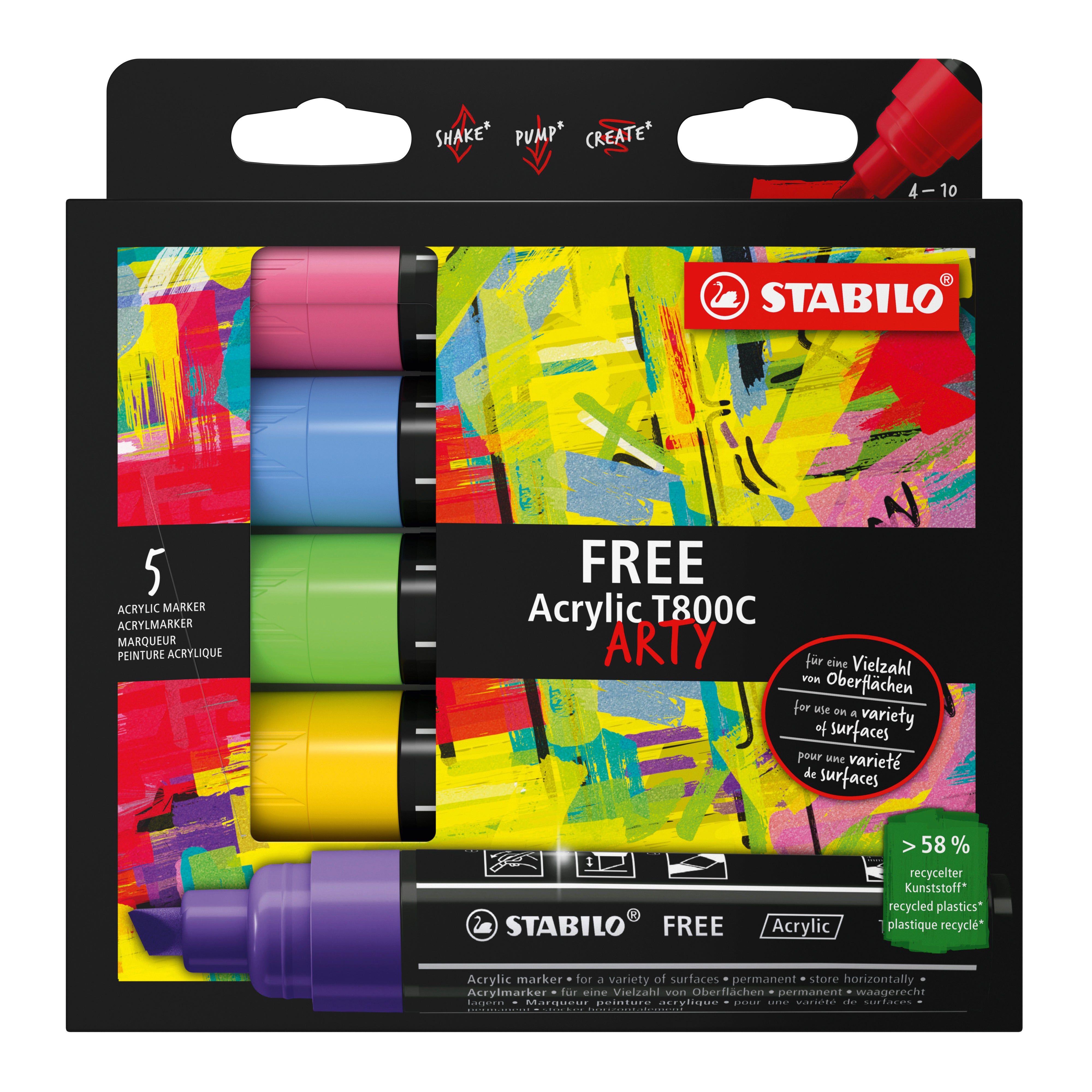 Stabilo Acrylmarker – mehrfarbig, 5er Set