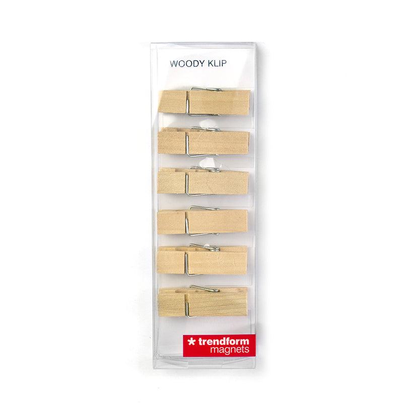 Trendform WOODY KLIP Magnetclip – 45 × 10 × 10 mm – 6 Stück, Holz, Braun