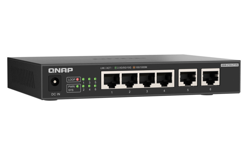 QNAP QSW-2104-2T-R2 – Switch – 4×2.5G, 2×10G RJ45
