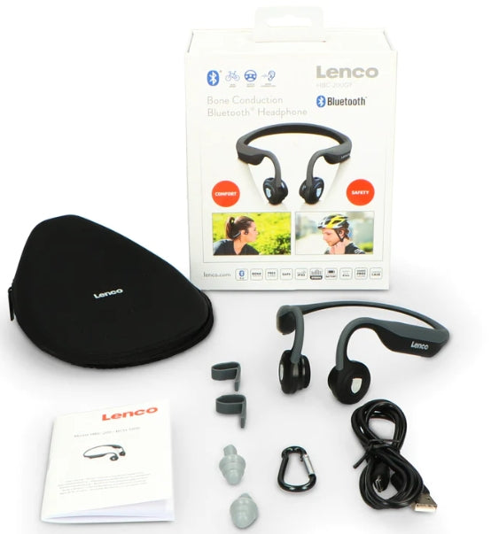 Lenco HBC-200GY Knochenkopfhörer – Nackenband, Stereo, BT, Grau, BT 5.0