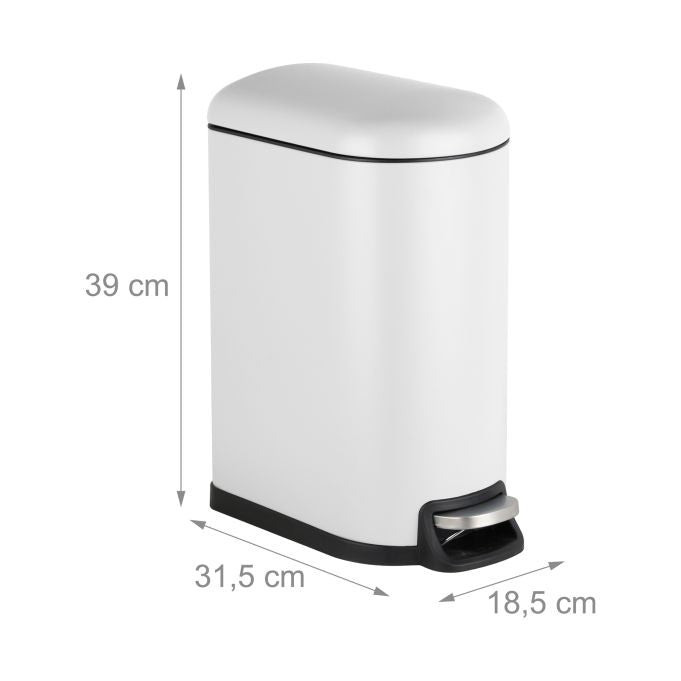 Relaxdays Treteimer – 10 l – Kunststoff, rechteckig – weiss – Soft-Close