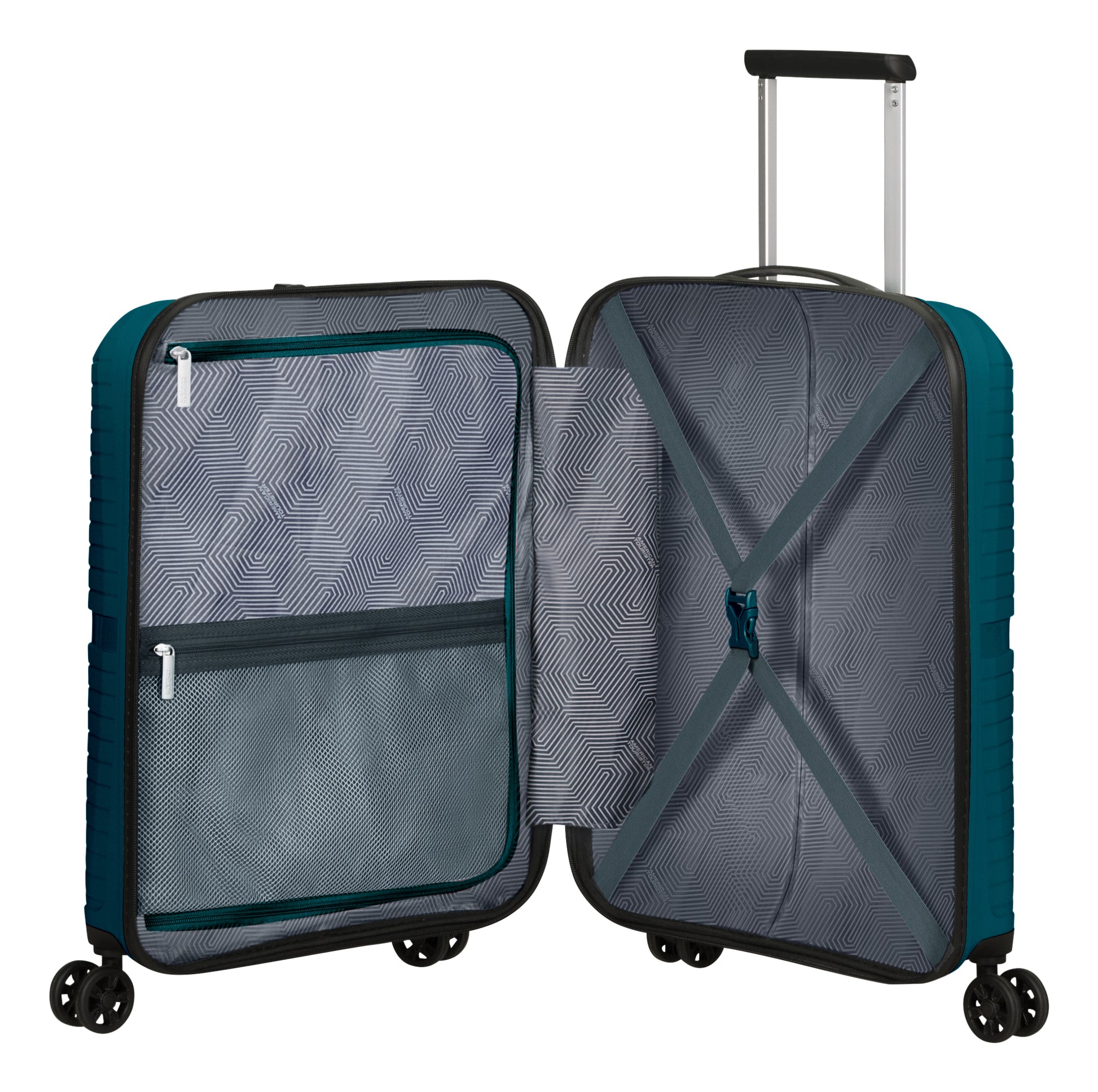 American Tourister Handgepäck-Trolley – 33,5 l, Hartschale, 4 Doppelrollen, mit TSA, Petrol, 40 × 50 × 20 cm