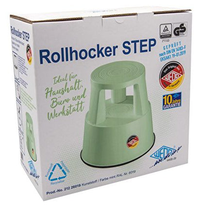 Wedo STEP Rollhocker – Kunststoff – Hellgrün, Sitzhöhe 43 cm, bis 150 kg