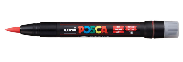 Uni-Ball POSCA PCF-350 Paint Marker – Pinselspitze 1–10 mm – Rot, für Canvas, Karton und Keramik