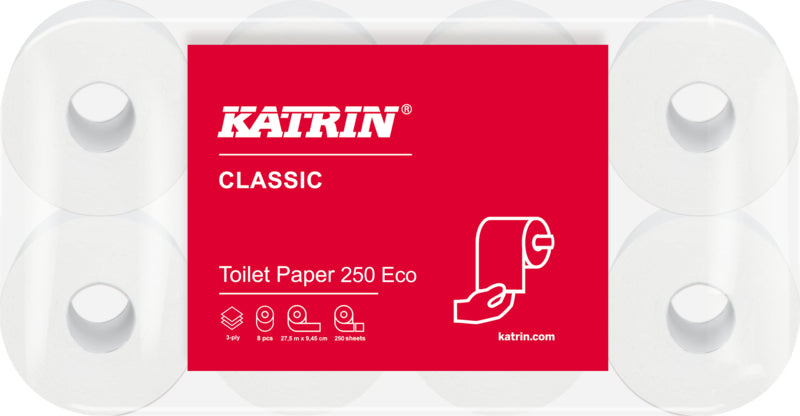 Katrin Toilettenpapier – 110 × 95 mm, für alle konventionellen Toilettenpapierspender – 8 Rollen