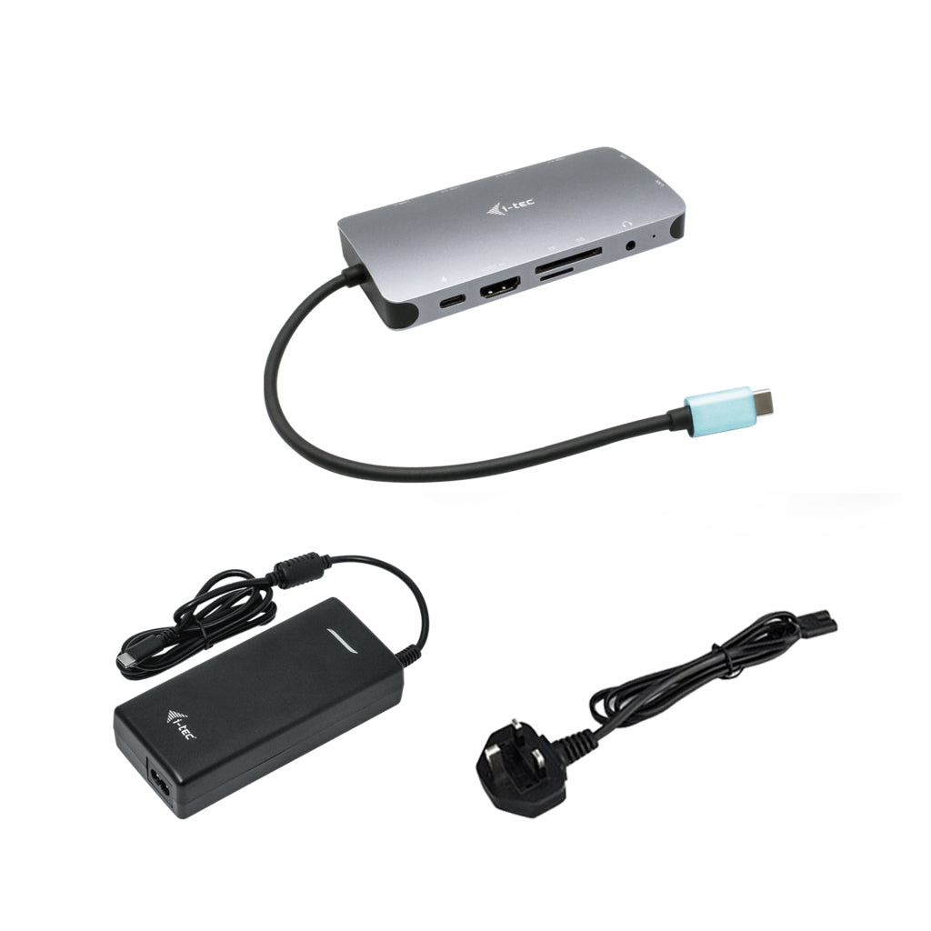 i-tec Multiport-Adapter – USB-C, 1× HDMI, 1× VGA, 3× USB-A, 100 W PD, GbE, für Windows/Mac/Linux