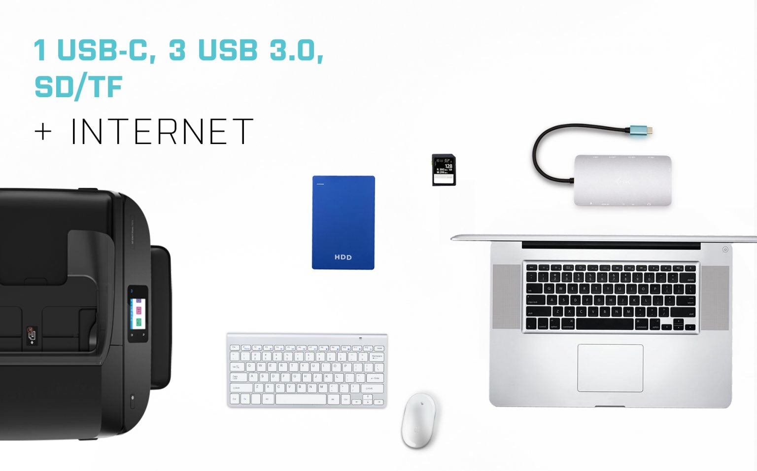 i-tec Multiport-Adapter – USB-C, 1× HDMI, 1× VGA, 3× USB-A, 100 W PD, GbE, für Windows/Mac/Linux