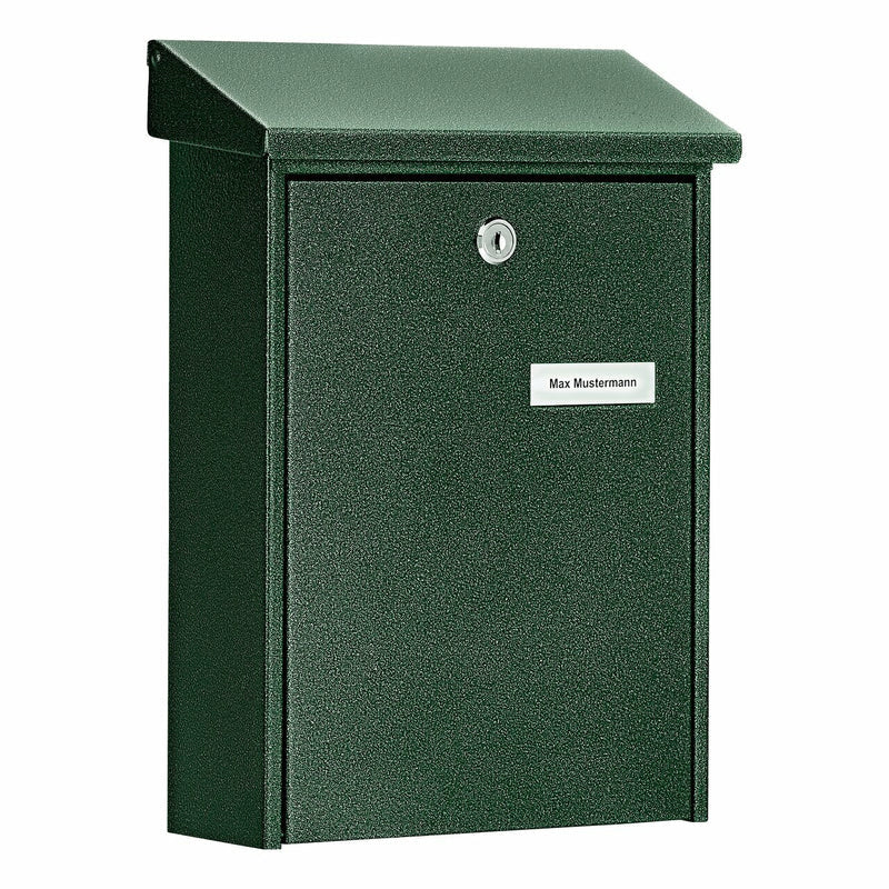 BURG-WÄCHTER Wandmontierter Briefkasten – Stahl, Grün, 22,5 × 7,5 × 30,5 cm