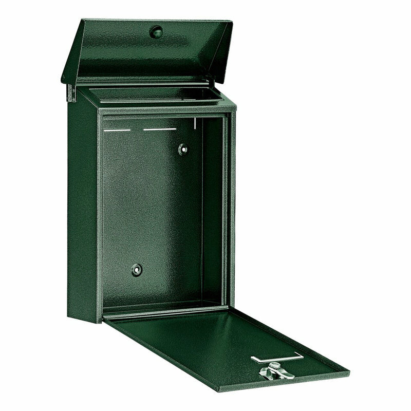 BURG-WÄCHTER Wandmontierter Briefkasten – Stahl, Grün, 22,5 × 7,5 × 30,5 cm