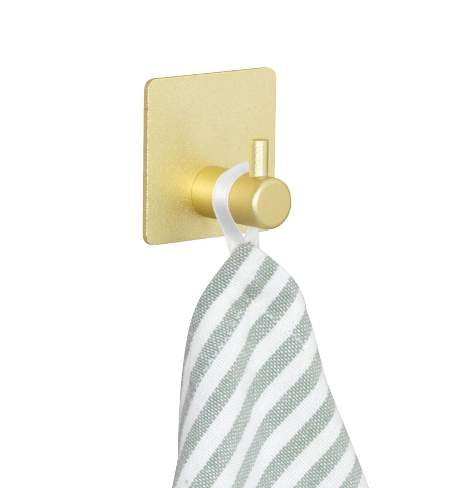 WENKO Haken – Aluminium – gold – selbstklebend – 45 × 45 × 30 mm – 2 Stück