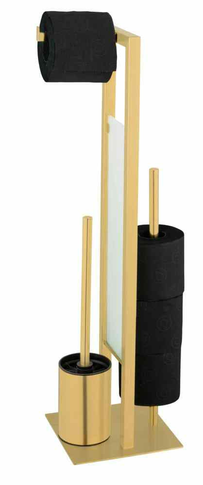WENKO WC-Bürstenset – Edelstahl, Glas, Gold, bodenstehend, Kopf austauschbar