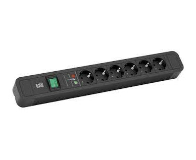 Bachmann Steckdosenleiste – 6×Schuko (Typ E/F), 2,0 m, Schalter, Überspannungsschutz
