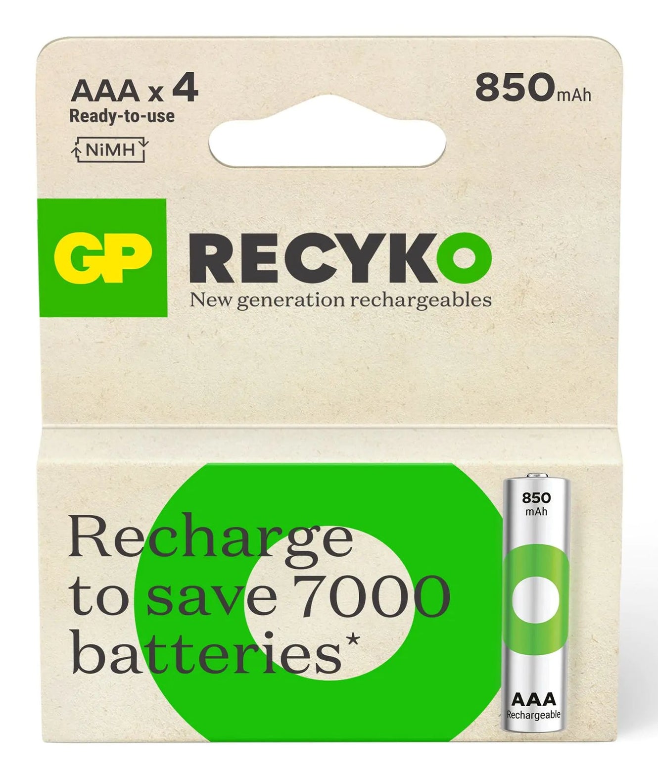 GP Batteries AAA Akkus, NiMH, 850 mAh, 1,2 V – 4 Stk.