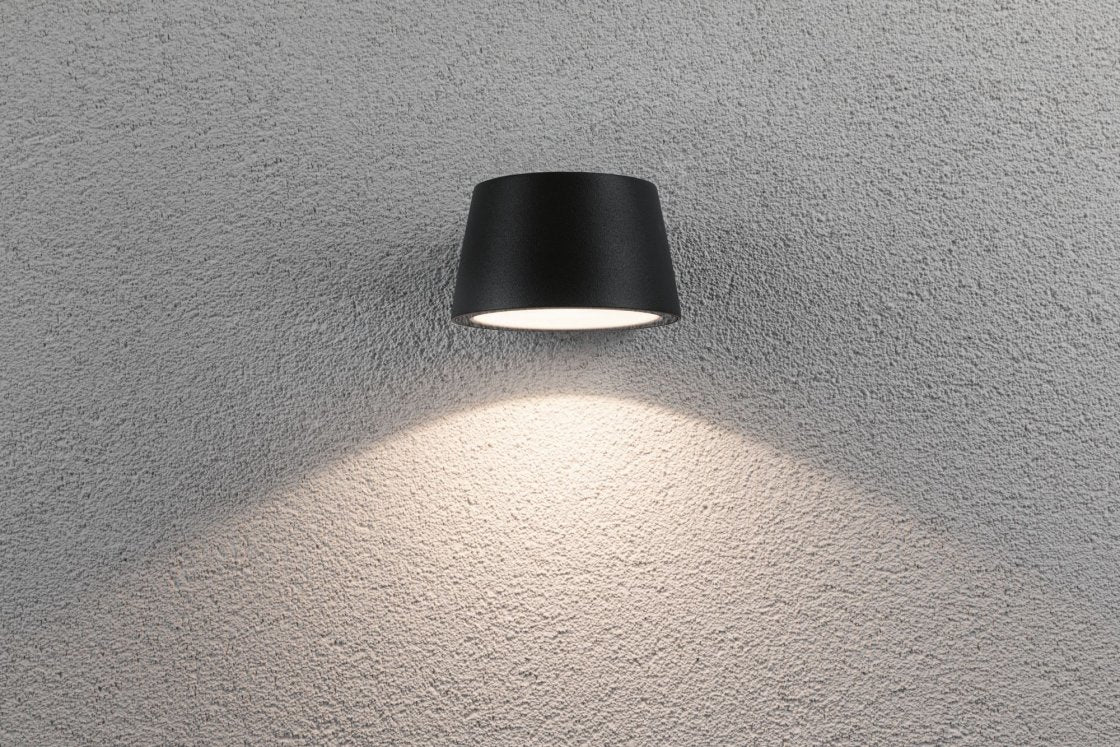 Paulmann Aussenwandleuchte – 9,6×5,6 cm, 500 lm, 5 W, Warmweiss, 3000 K, IP44, Netzbetrieb, Grau, Aluminium