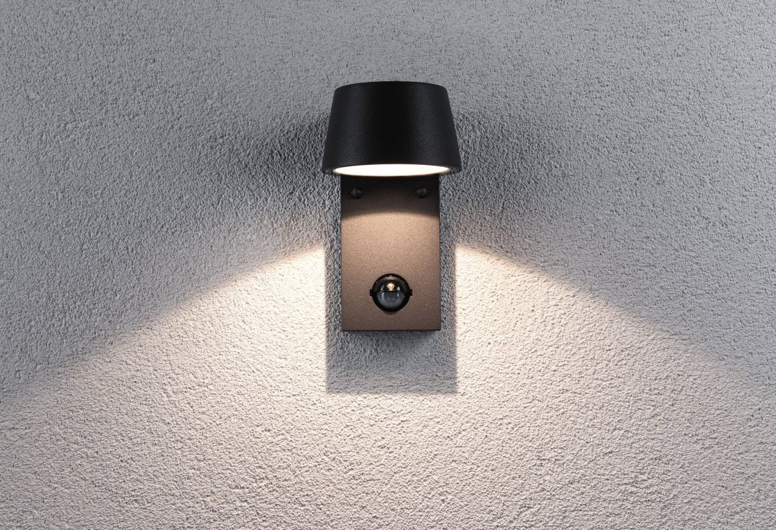 Paulmann Aussenwandleuchte – Warmweiss, 3000 K – IP44 – Netzbetrieb – mit Bewegungsmelder – Grau, Aluminium