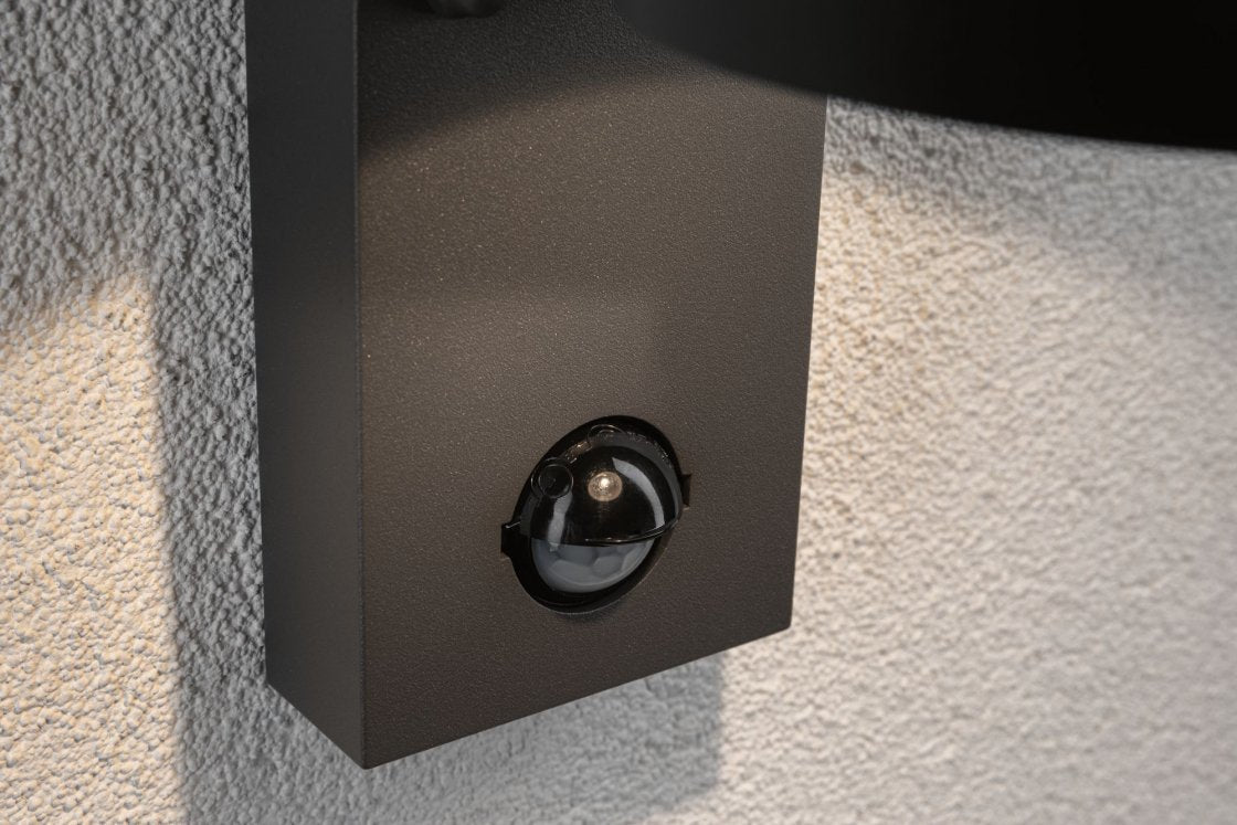 Paulmann Aussenwandleuchte – Warmweiss, 3000 K – IP44 – Netzbetrieb – mit Bewegungsmelder – Grau, Aluminium