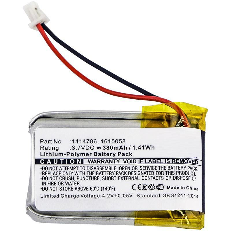 CoreParts Akku, 380 mAh, 3,7 V, Li-Po, für Unitech MS910, MS912 und andere, Schwarz