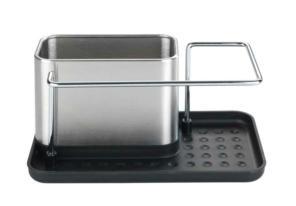 WENKO Spülbecken-Caddy, 21 × 12 × 10,5 cm, Edelstahl/Polypropylen, Silber