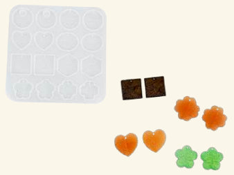 Reslin Giessform – Ohrringe – Silikon – 127 × 5 × 125 mm – 12 Formen, 1 Stück