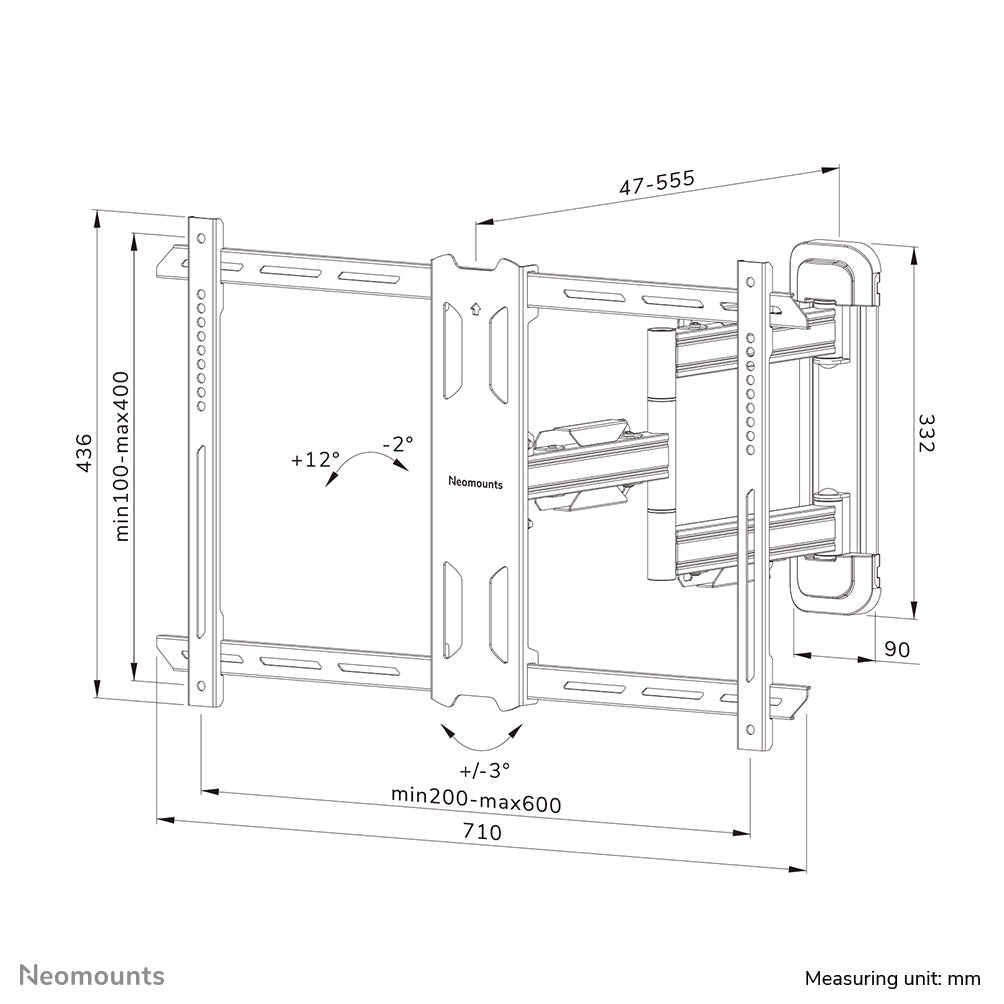 Neomounts WL40S-850BL16 – Wandhalterung, neigbar, für 40", VESA 400×200, bis 45 kg, schwarz