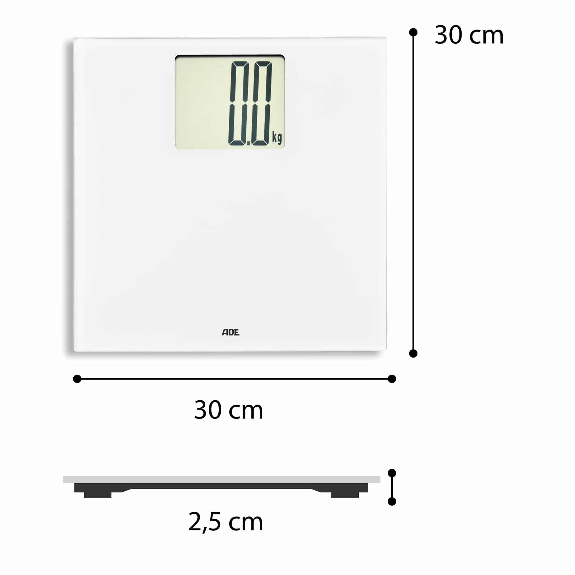 ADE Paketwaage Katharina BE1723-1 – Tragkraft 200 kg, Teilung 100 g, Wiegefläche 30 × 30 cm, Batterie