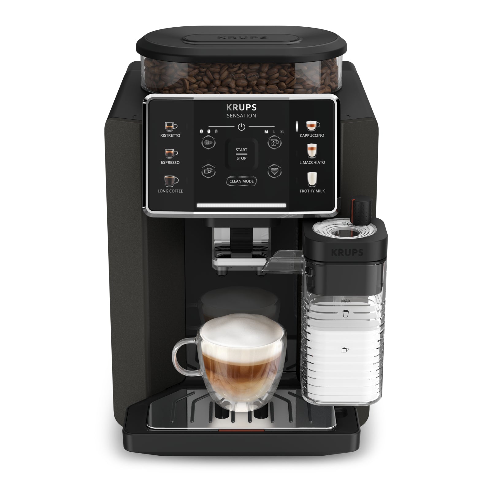 Krups Sensation Milk M50 EA9129 Kaffeevollautomat – 1,7 l, 260 g Bohnenbehälter, 15 bar, Milchaufschäumer