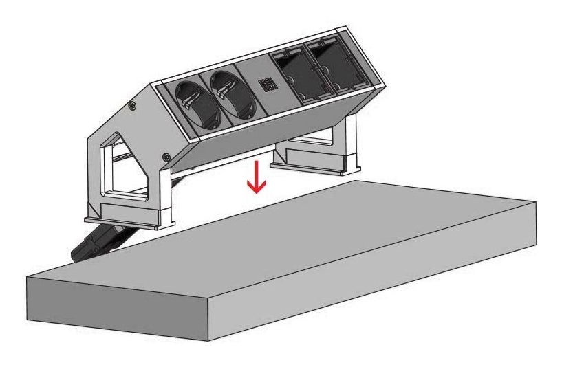 Bachmann DESK2 Einbausteckdosenleiste, Aufbau, 110×140×30 mm, 2er-Pack – schwarz
