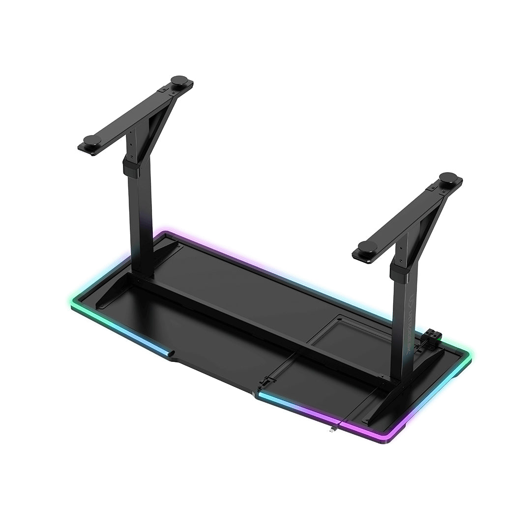 Ultradesk Iron Gaming-Tisch – 132,5 × 60,5 cm, höhenverstellbar, LED-Beleuchtung, schwarz, Stahl