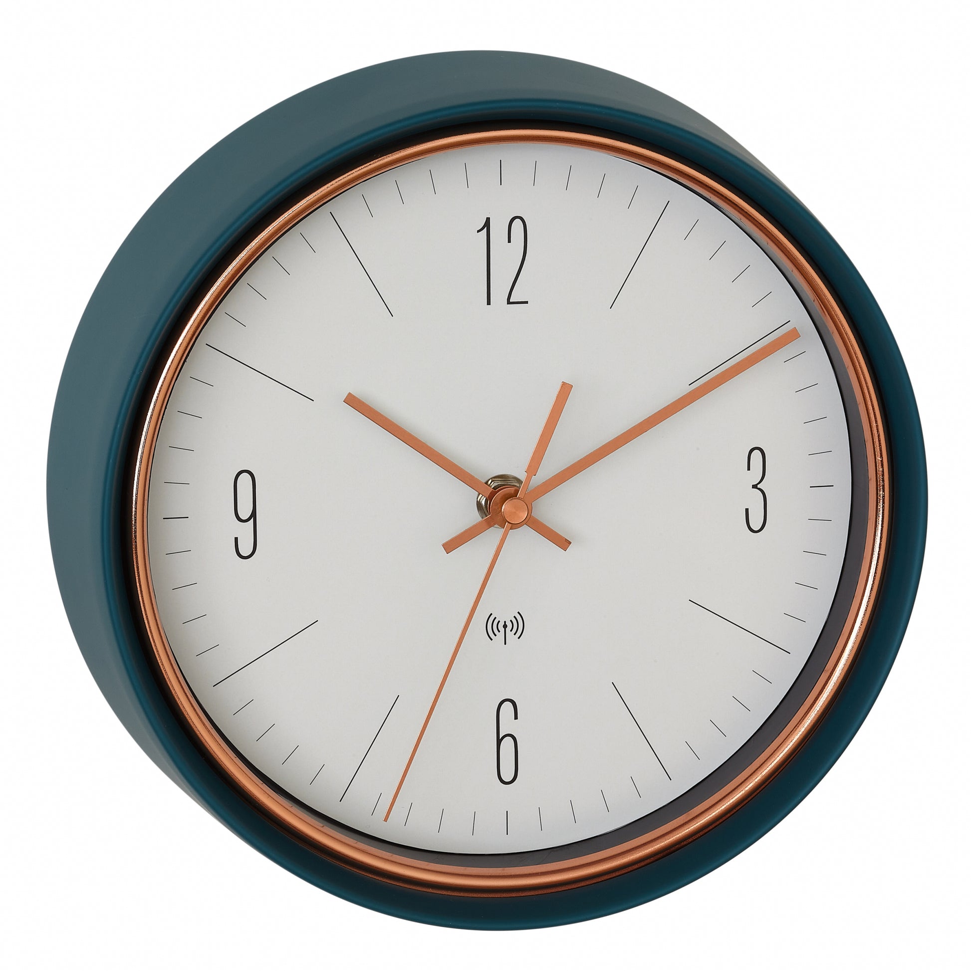 TFA-Dostmann TFA Dostmann Wanduhr – Funk, analog, Ø 22,3 cm, blau, Metall/Glas