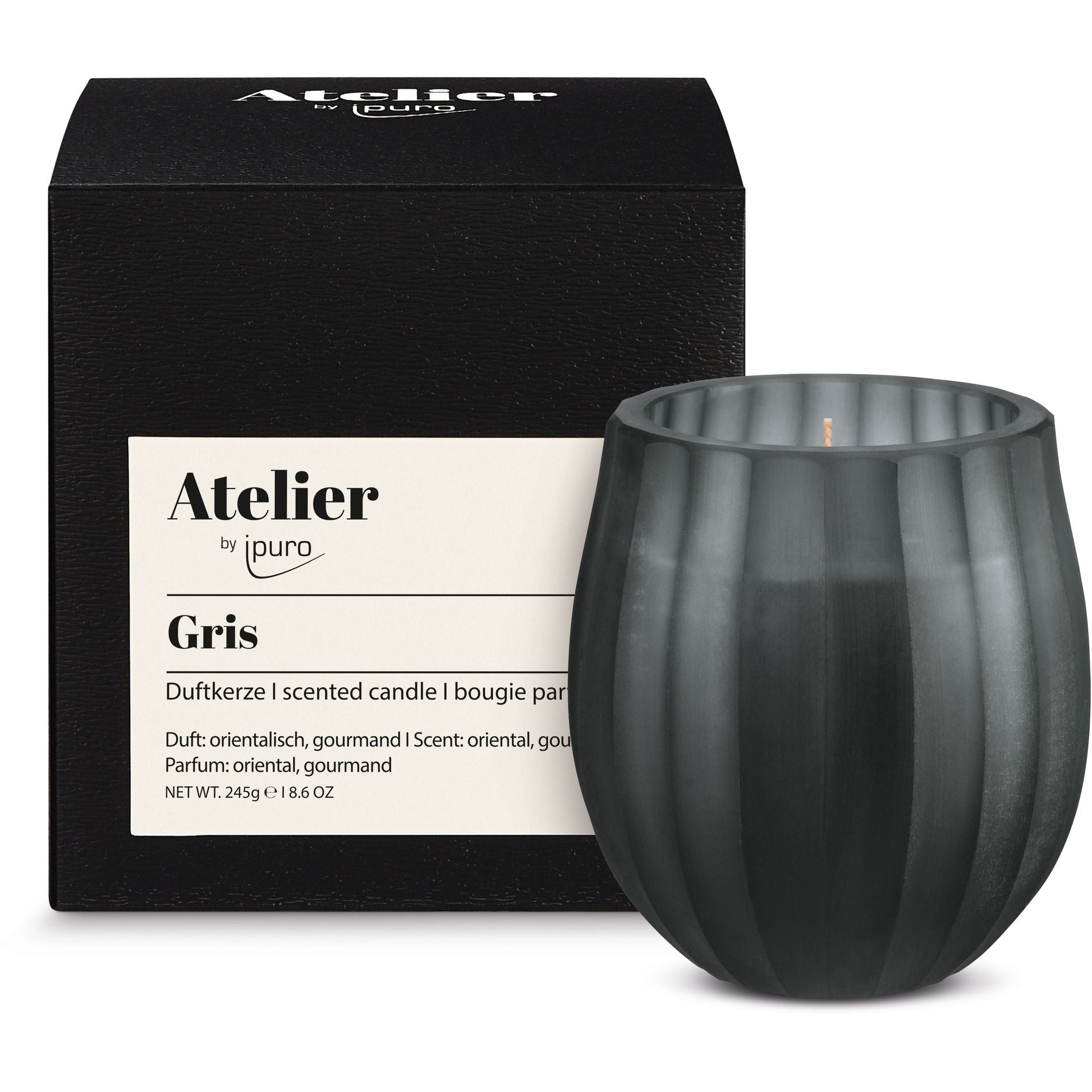 ipuro Duftkerze Grau Seidige Vanille – 245 g