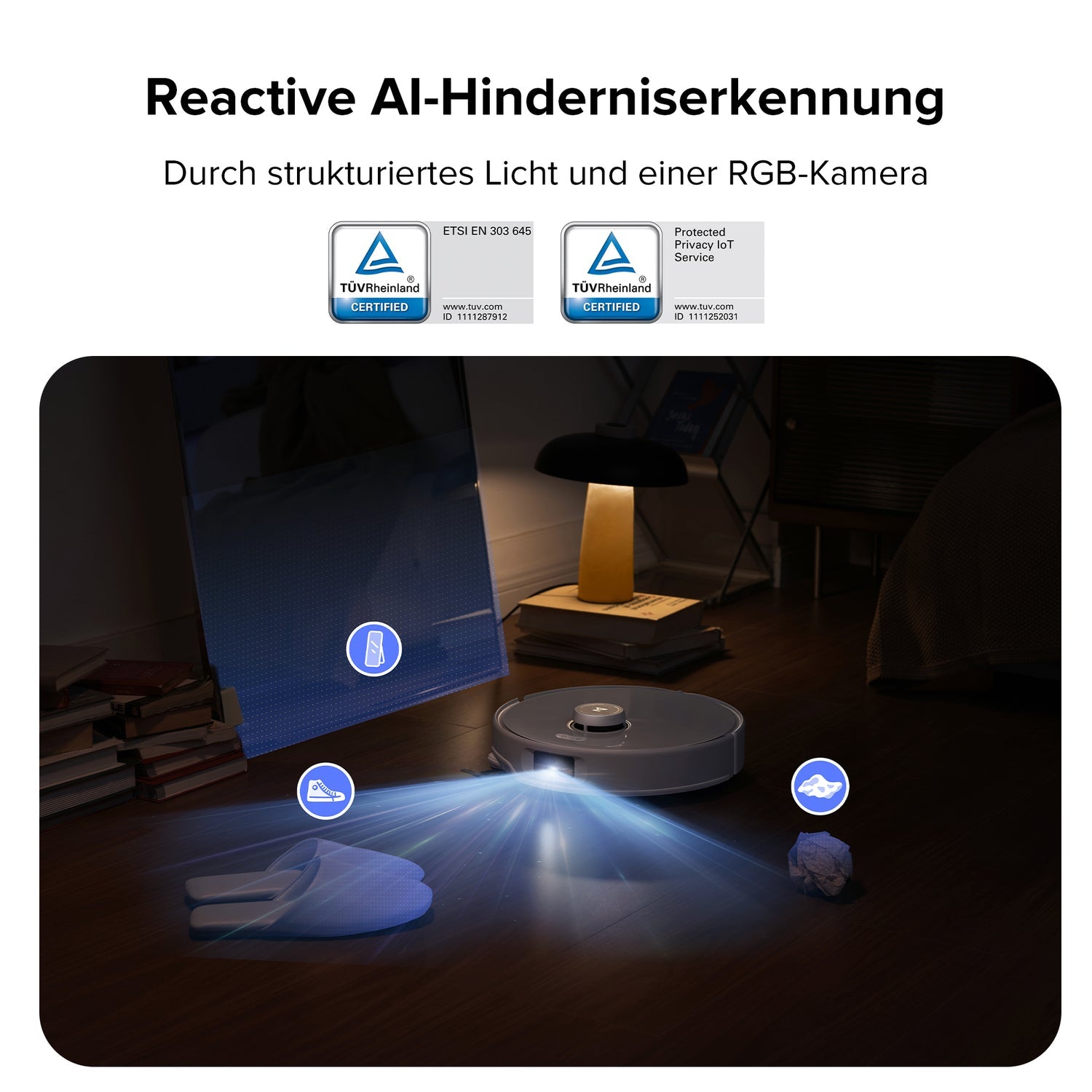 Roborock Saugroboter Qrevo Curv 5A1 – Max. Laufzeit 190 min, 2,7 l, Akkubetrieb, 34,7 × 35,2 × 10,3 cm