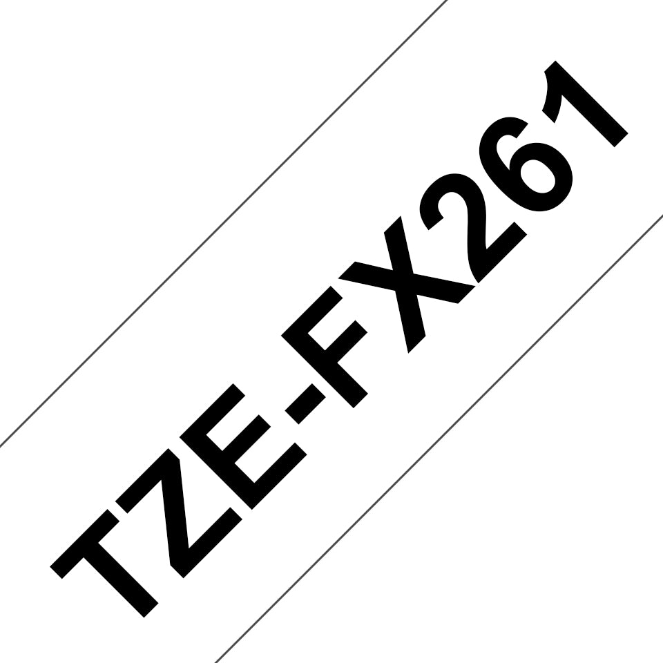 Brother TZe-FX261 Flexibles Schriftband – Schwarz auf Weiss – 40 mm × 8 m, laminiert – für Brother P-touch
