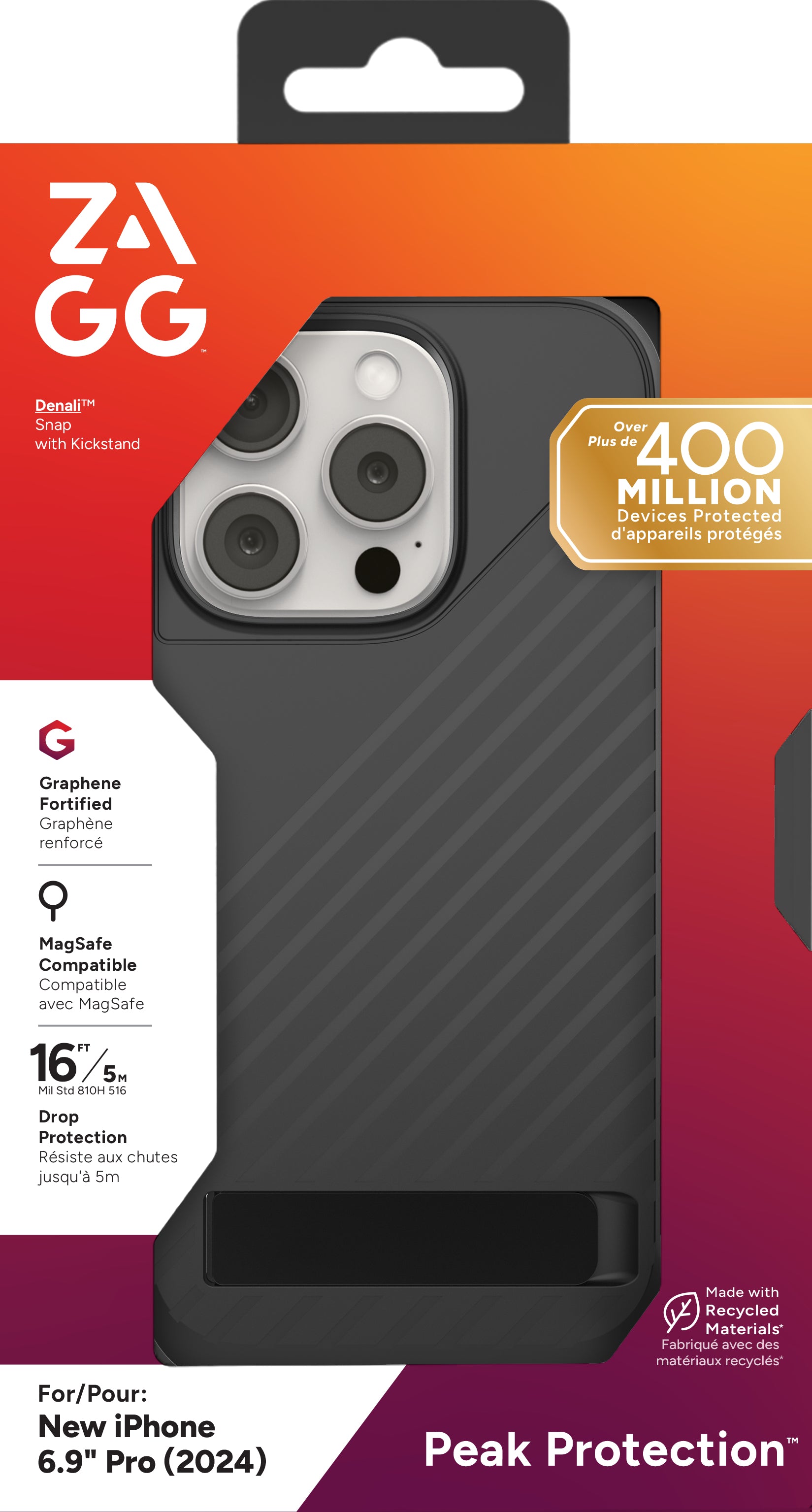 ZAGG Backcover Denali – für Apple iPhone 16 Pro Max – schwarz